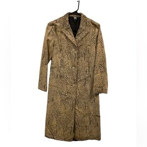 Worth Snakeskin Print‎ Petite Pea Coat Brown Tan Animal Print Made in USA XS